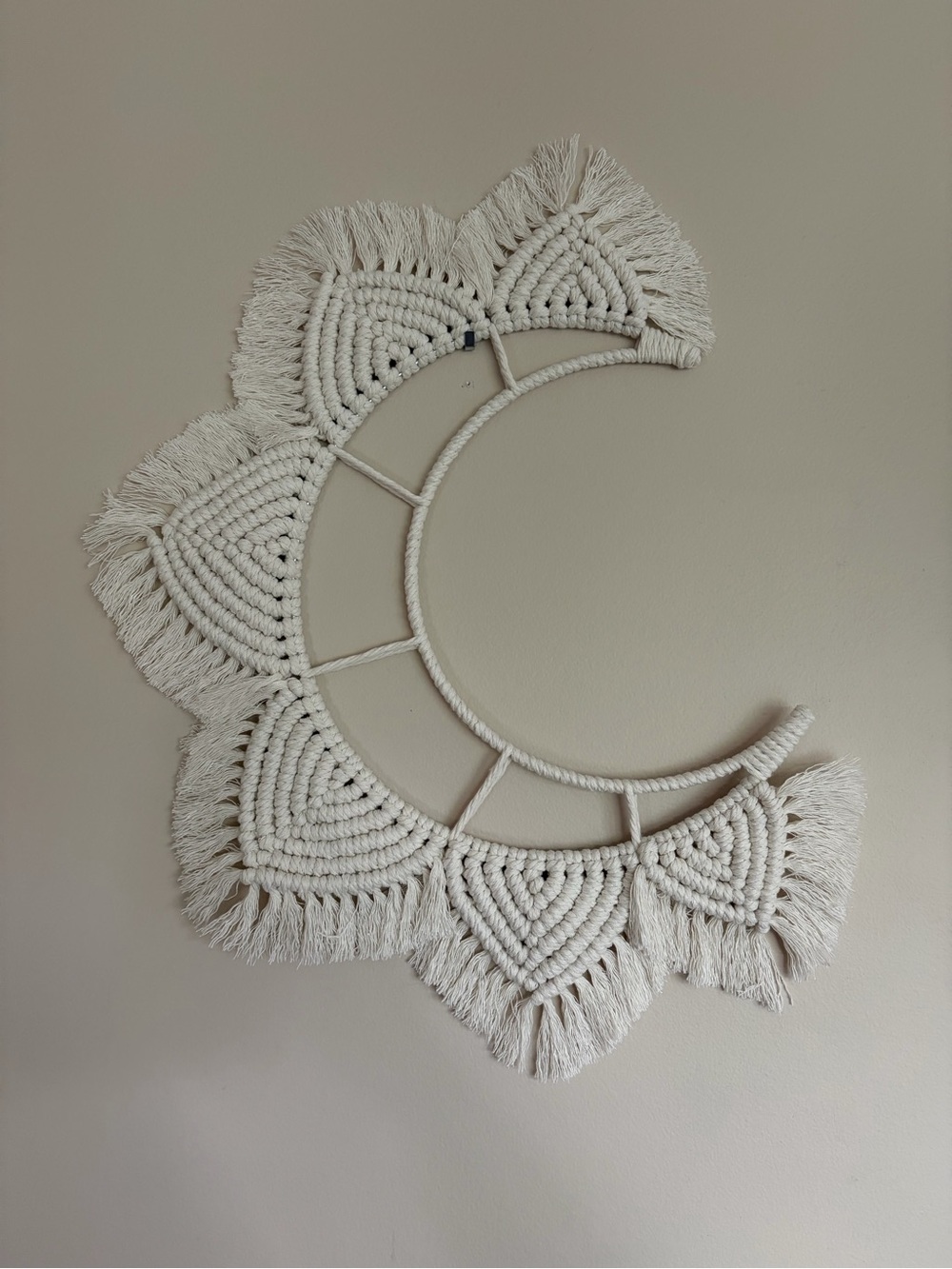 Handmade Macrame Crescent/ Moon Wall Hanging in Cream